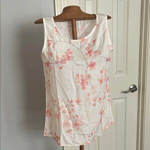 Floral Sleeveless Top - White and Pink